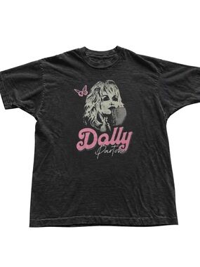 Black Graphic Tee with Pink Dolly Design